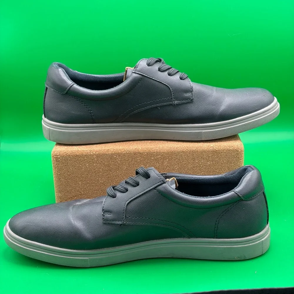 ALDO Leather Sneakers Mens 8 Black Lace Up Dress Shoes Casual Derby Low Top Work